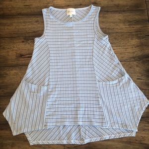 Anthropologie Ella Mara Blue Striped Tank Top